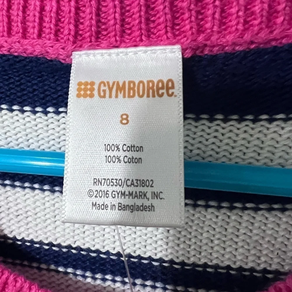 NWT Gymboree Girls Striped Dress Sz 7-8 White Pink Navy Summer Fun Party Church.